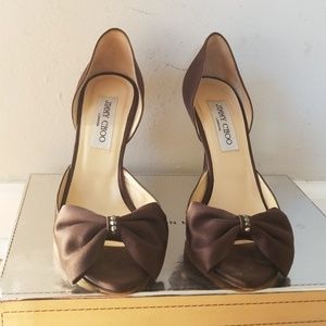 Chocolate Jimmy Choo Satin Pumps